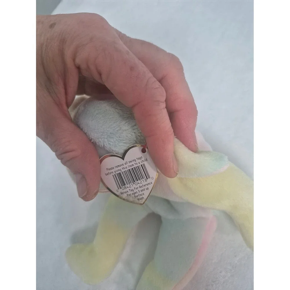 Plush Toy Ty Kids Small Green Hippie Bunny Rabbit Pastel Tie-Dye Beanie Baby